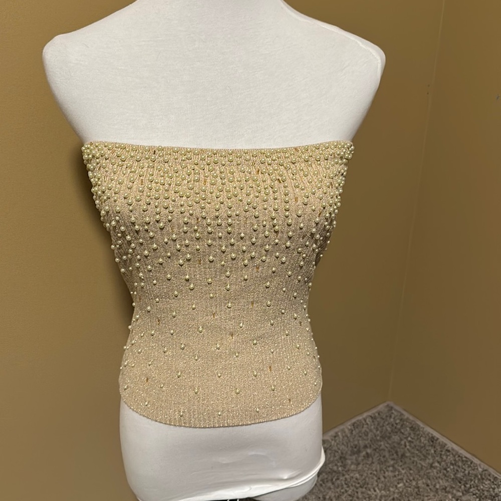 🪩Cache Pearl Beaded Tube Top